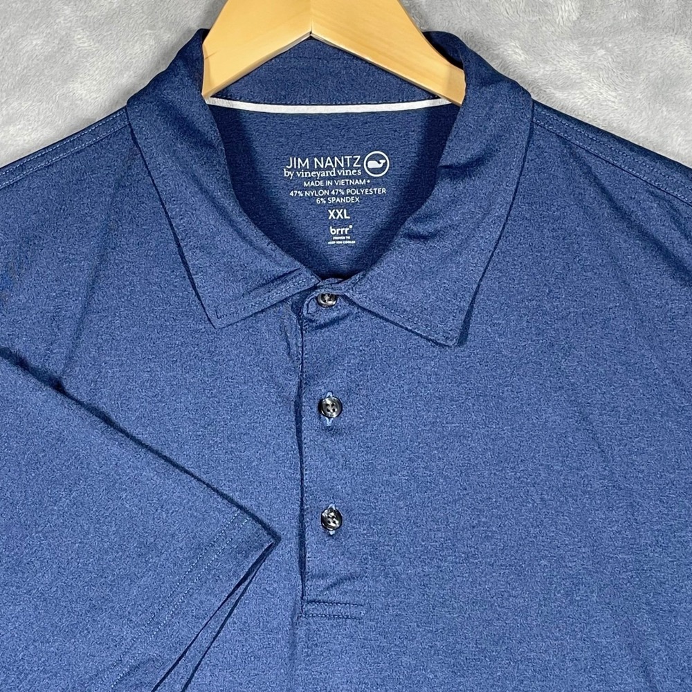 Jim Nantz Vineyard Vines Mens XXL Navy Blue brrr Cooling Performance Golf Polo